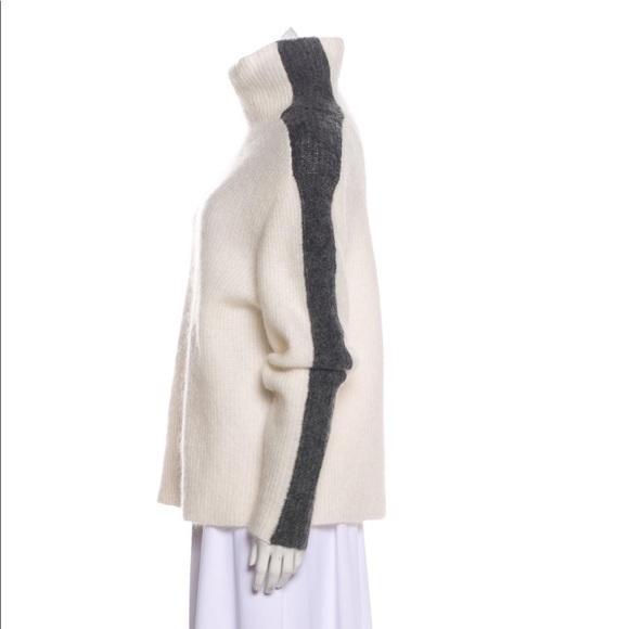 GANNI NWOT Callahan Mohair Egret White Gray Mockneck turtleneck Sweater M - Picture 6 of 12